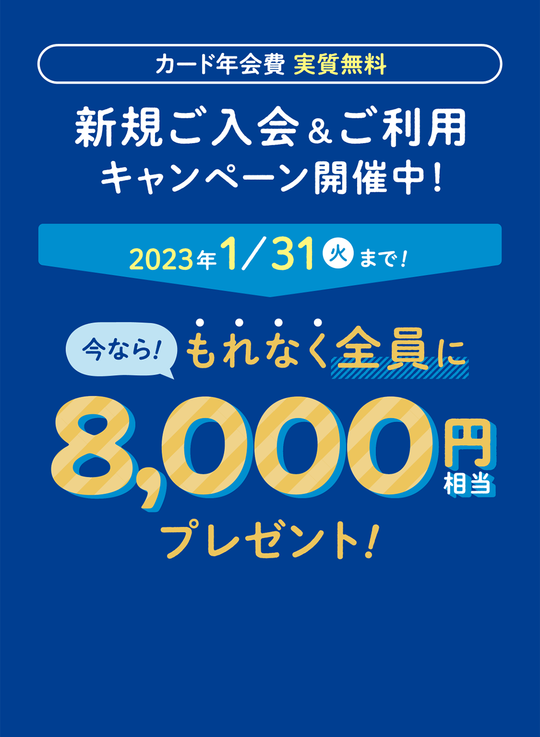 カード年会費実質無料 新規ご入会＆ご利用キャンペーン開催中！今なら最大20000円相当プレゼント