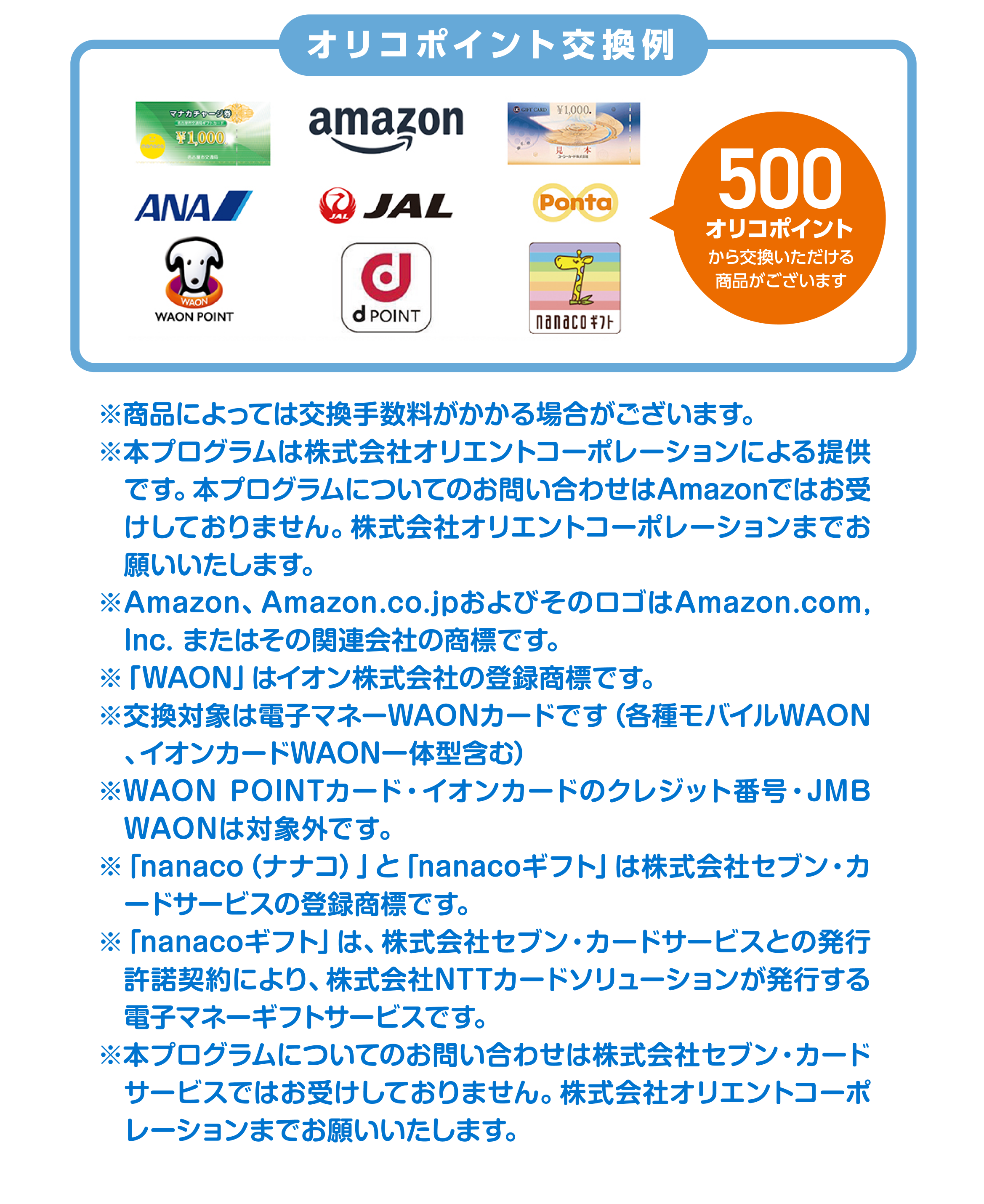オリコポイント交換例